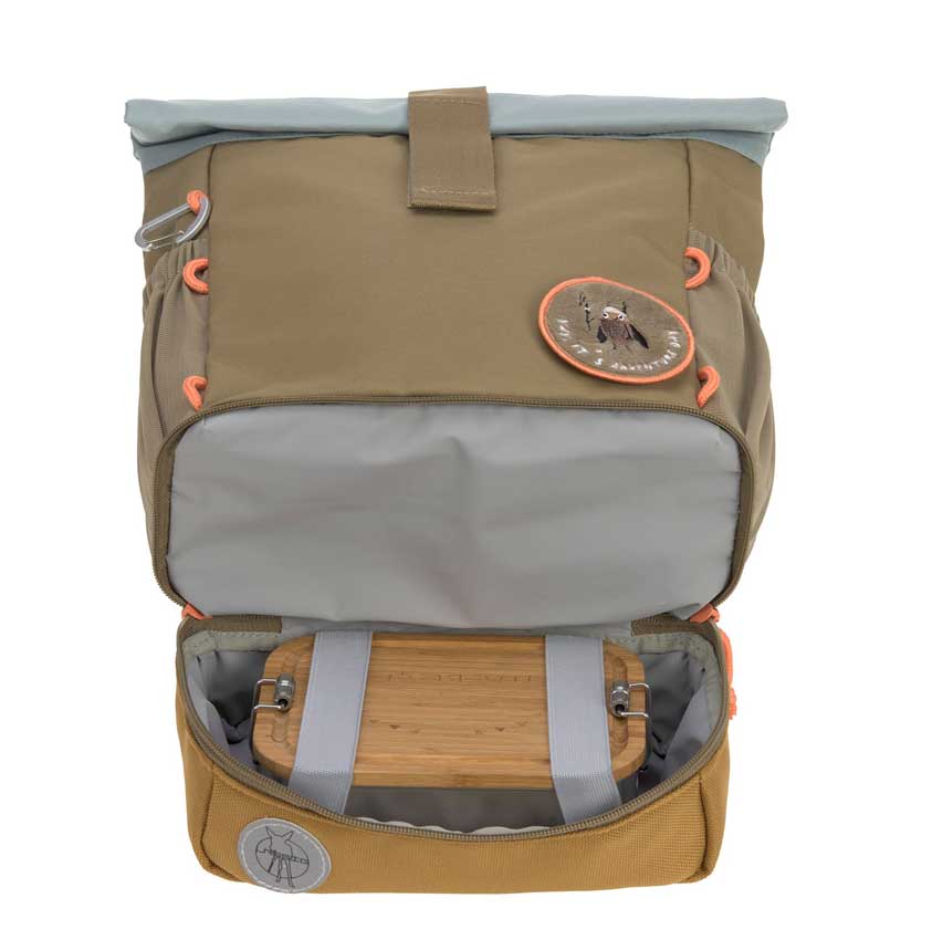 Lässig Mini Rolltop Kindergartenrucksack Nature  Olive Bodenfach