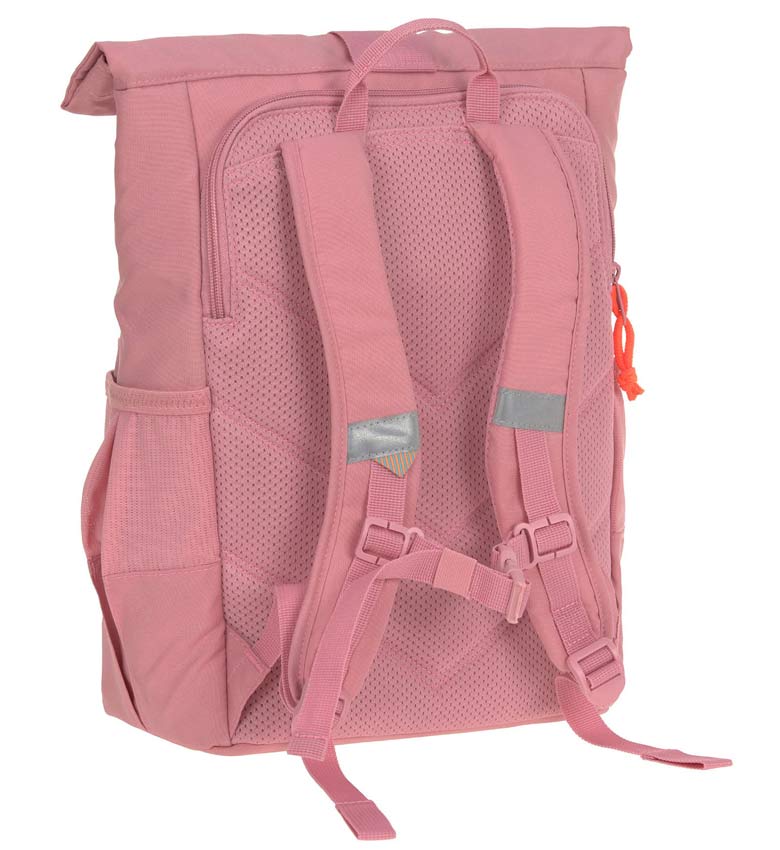 Lässig Kinderrucksack Rolltop Medium Pink gepolstertes Rückenteil