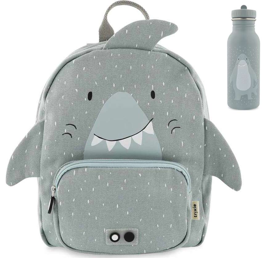 Trixie Set Kinderrucksack mit Trinkflasche 500 ml Mr. Shark