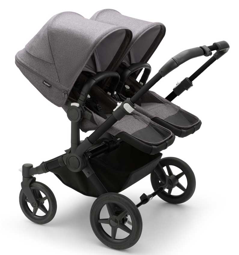 Bugaboo Donkey 5 Twin Zwillingskinderwagen mit Sportsitzen Black Grey Melange