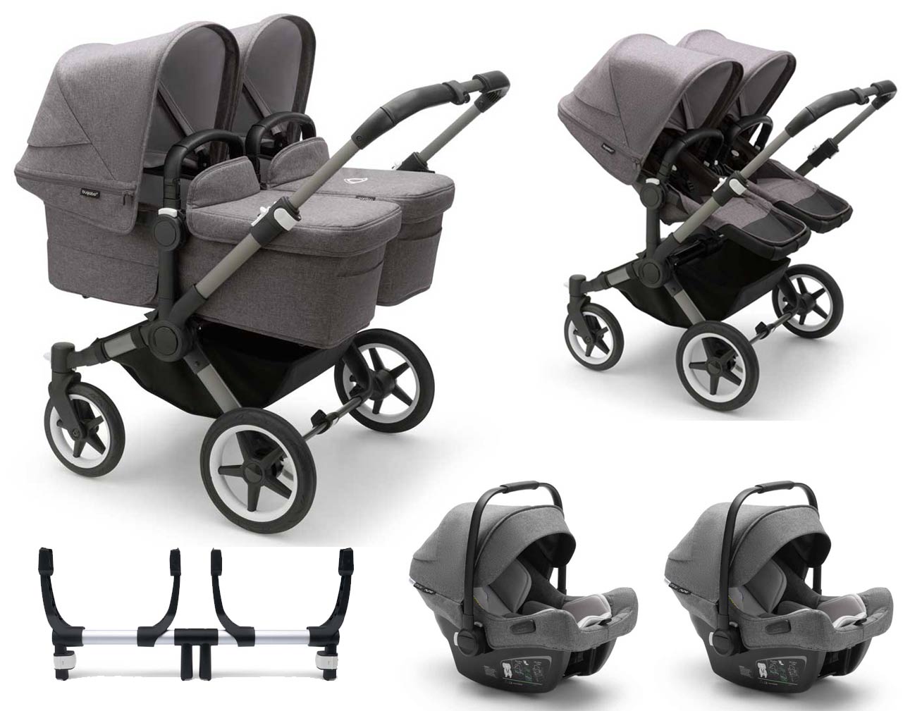 Bugaboo Donkey 5 Twin Zwillingskinderwagen 3-in-1 mit Turtle Air