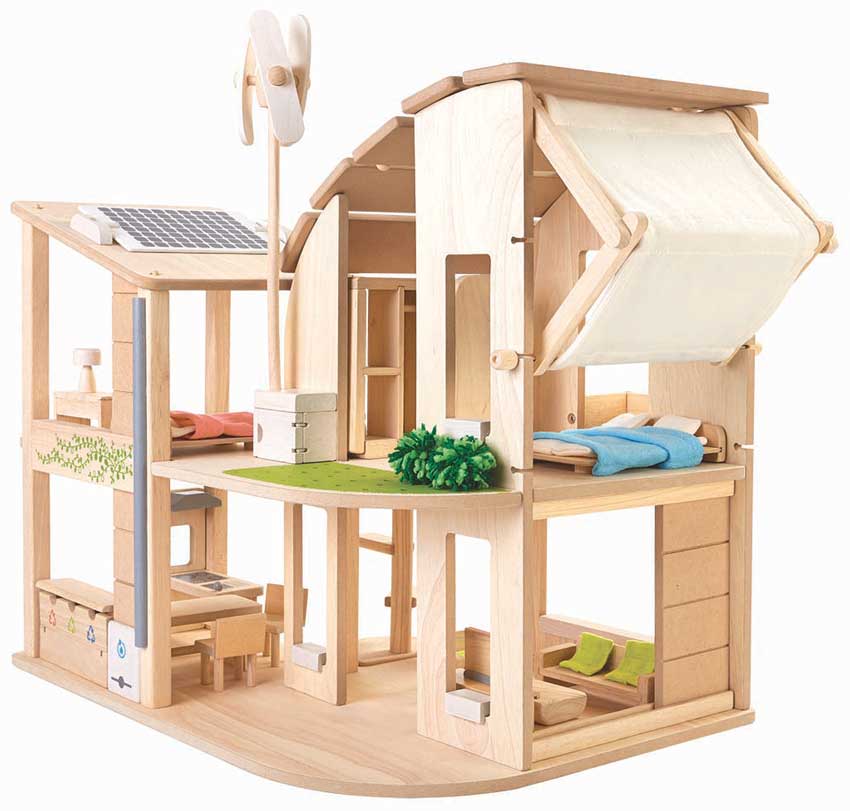 PlanToys Puppenhaus Öko möbliert