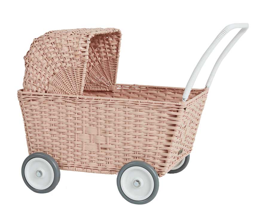 Olli Ella Rattan Puppenwagen Strolly Rose