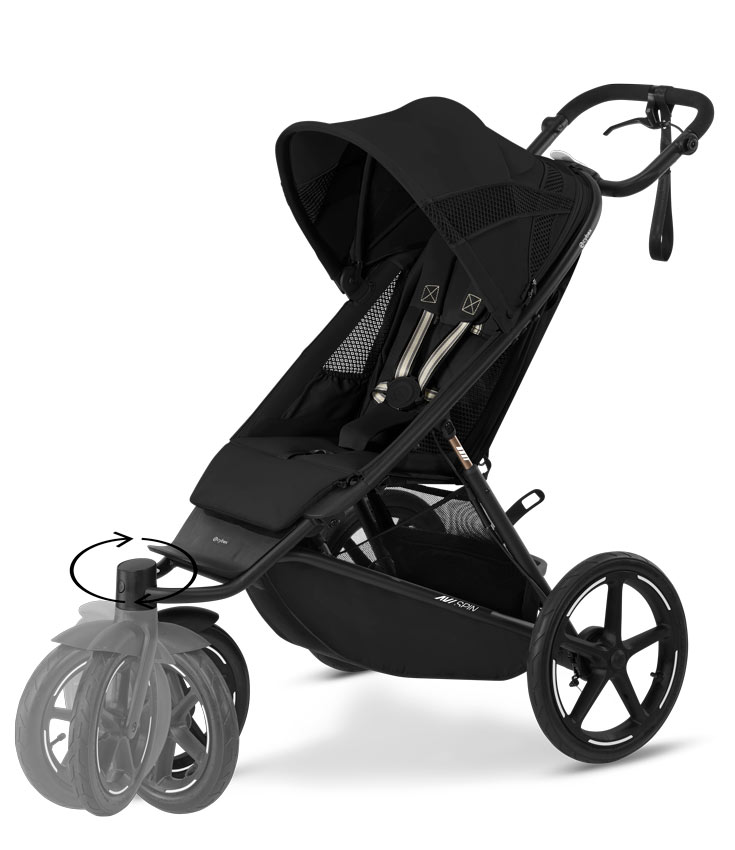 Cybex AVI Spin Jogging Kinderwagen Moon Black schwenkbares Vorderrad