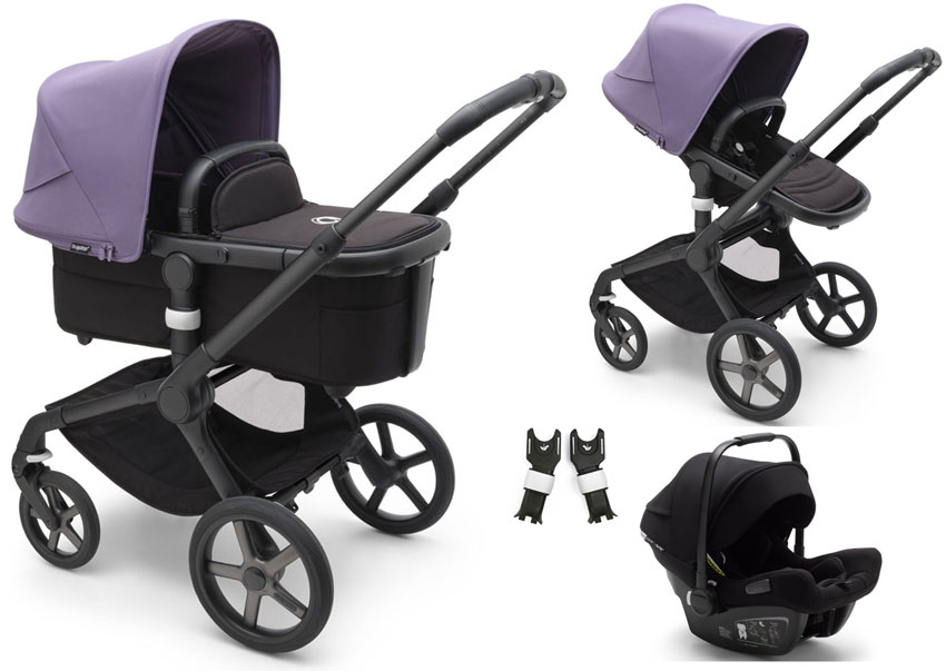 Bugaboo Fox 5 Kinderwagen 3 in 1 mit Bugaboo Turtle Babyschale 360 Black Astro Purple