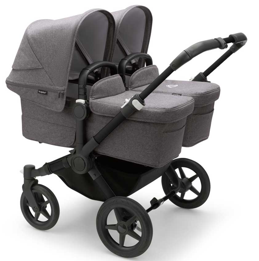 Bugaboo Donkey 5 Twin Zwillingskinderwagen  Black Grey Melange