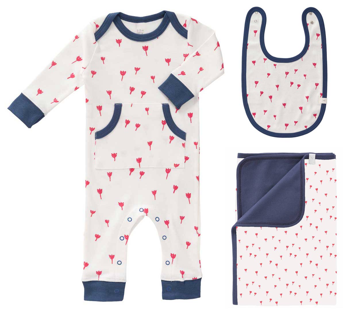 Fresk set - baby blanket, playsuit and bib