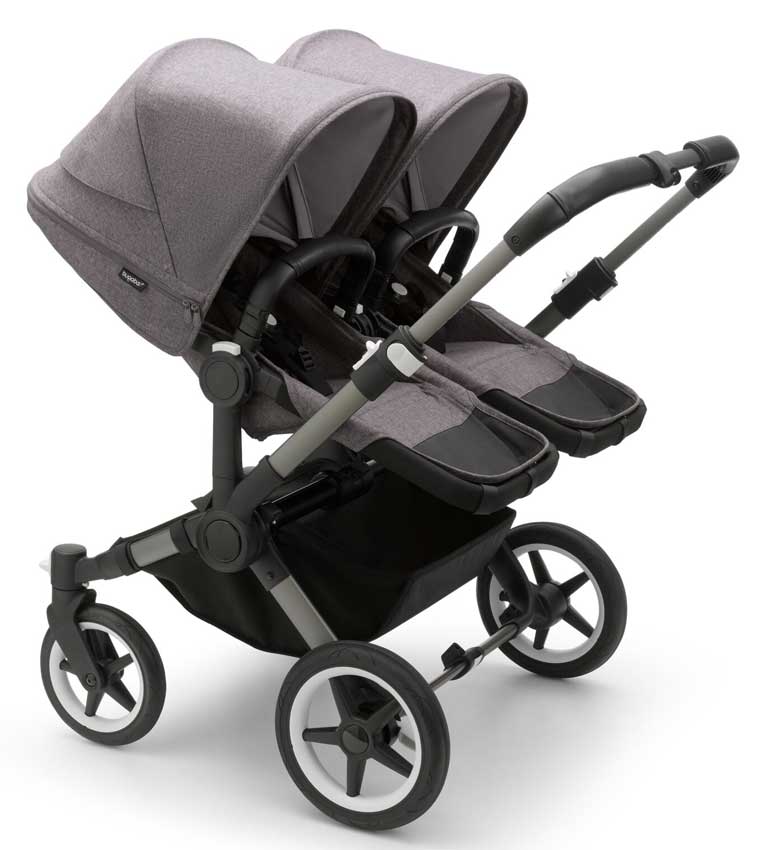 Bugaboo Donkey 5 Twin Zwillingskinderwagen mit Sportsitzen Graphit Grey Melange