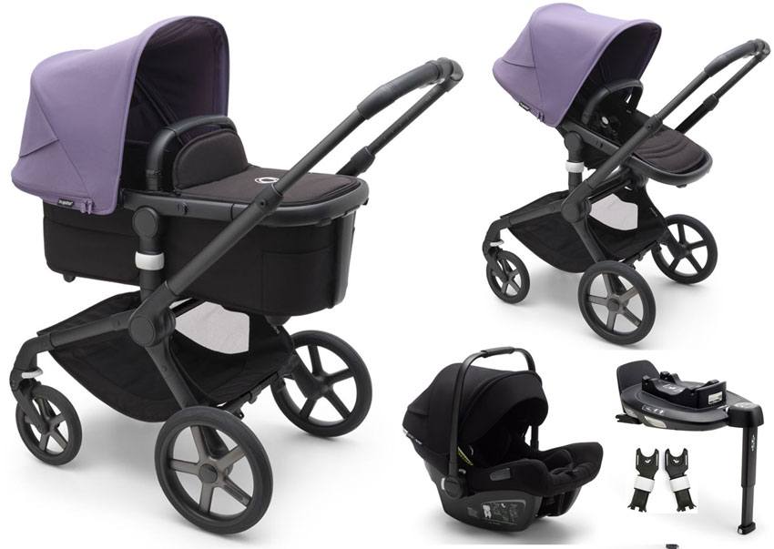 Bugaboo 5 Kinderwagen 4 in 1 mit Turtle und Isofix 360 Black Astro Purple