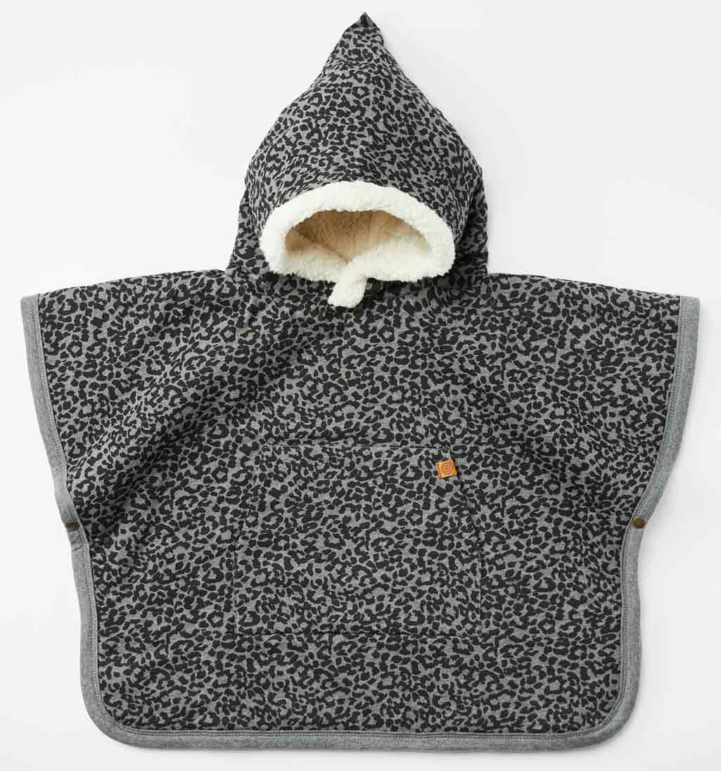 Cloby Teddy Poncho Leopard-Schwarz