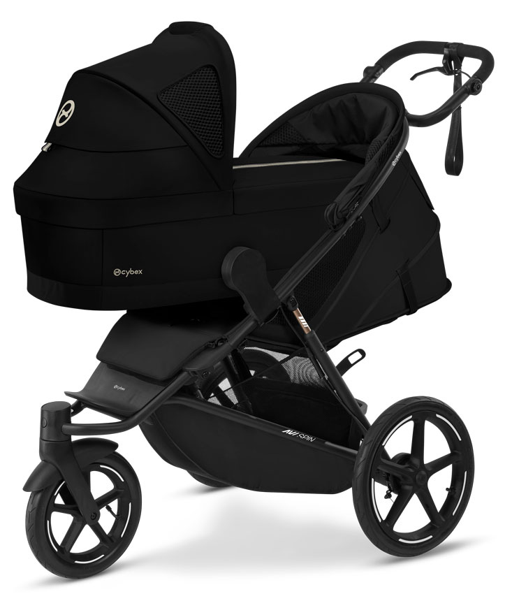 Cybex AVI Spin Jogging Kinderwagen mit Cot S Babywanne Moon Black