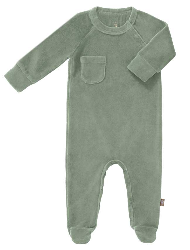 Fresk Baby Strampler mit Füßen Velours mint