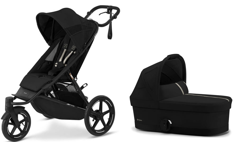 Cybex AVI Spin Jogging Kinderwagen mit Cot S Babywanne Moon Black