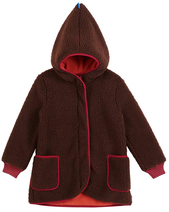 Finkid Mädchen Teddyjacke Likka Nalle Cocoa/ Beet Red Zwergenkapuze