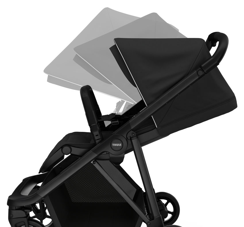 Thule Shine Kinderwagen Black on Black Sitzpositionen