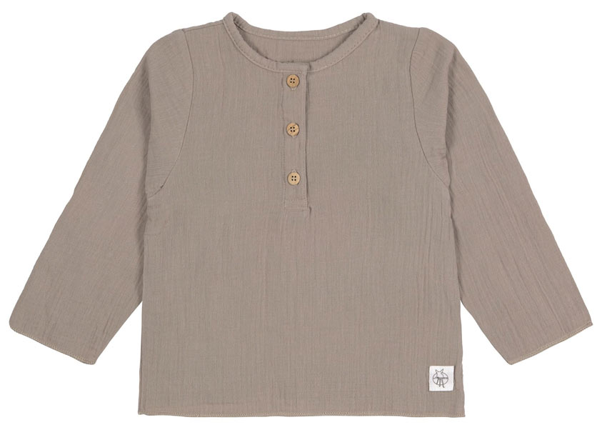 Lässig Musselin Long Sleeve Shirt - Taupe