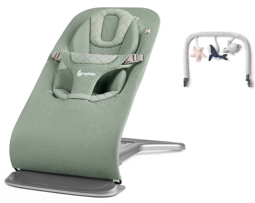 Ergobaby Evolve Mesh Babywippe Sage mit Spielbügel